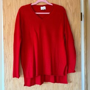 Belle France Cashmere sweater. Red neck with long sleeves. Size M.